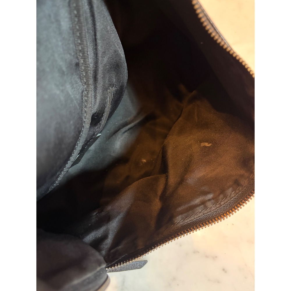 Borse in Pelle Black Pebbled Leather Oversized Sling Bag Crescent Adjustable - Picture 10 of 10